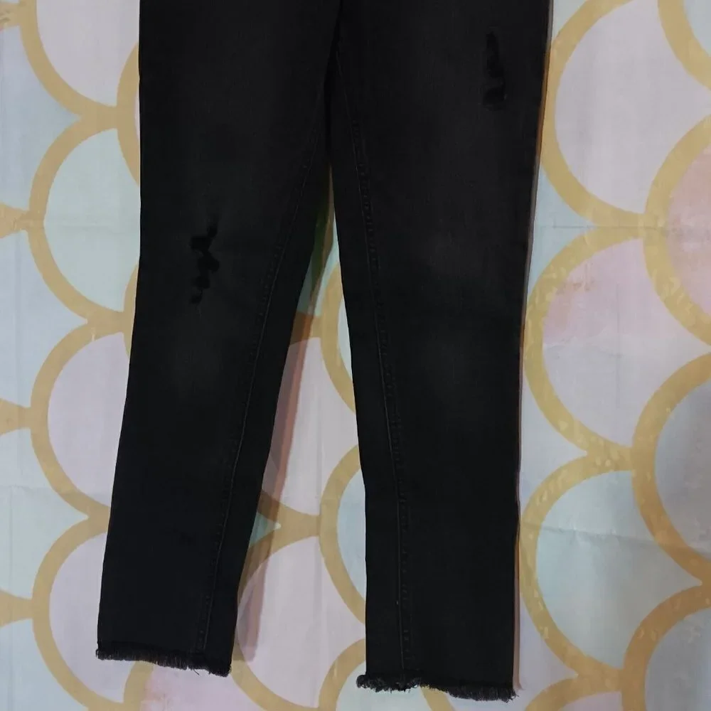 Justice Brand Fashion Jeans Size 10 Girls Washed Black‎ Fringe Hem NWT